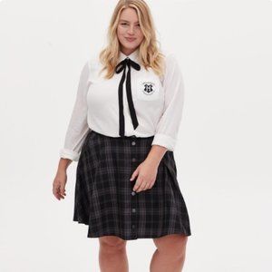 NWT Torrid Harry Potter Hogwarts Grey Plaid Twill Mini Skirt
